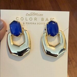 Kendra Scott Blue Stone Gold-Tone Open Hoop Drop Earrings